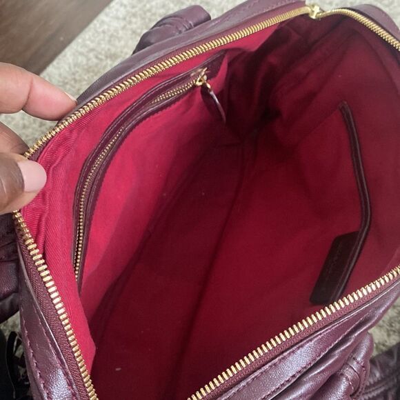 Katherine Kwei Wine Leather Handbag - Picture 6 of 10